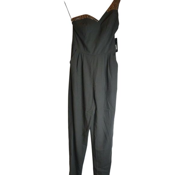 GUESS Ladies Jet Black Studded One Shoulder Pant Romper, Size 0, $118, NWT - Picture 4 of 9